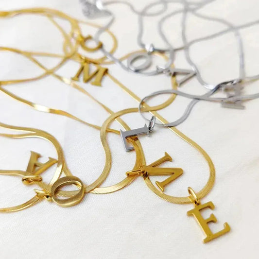 Initial Flat Snake Kette - Fascina