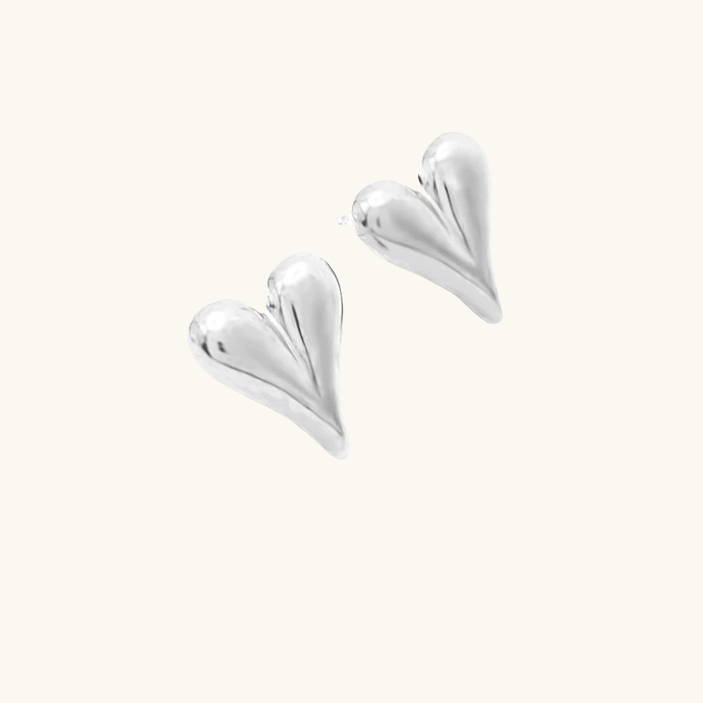 Heart Stud Ohrringe Silber Herz - Fascina