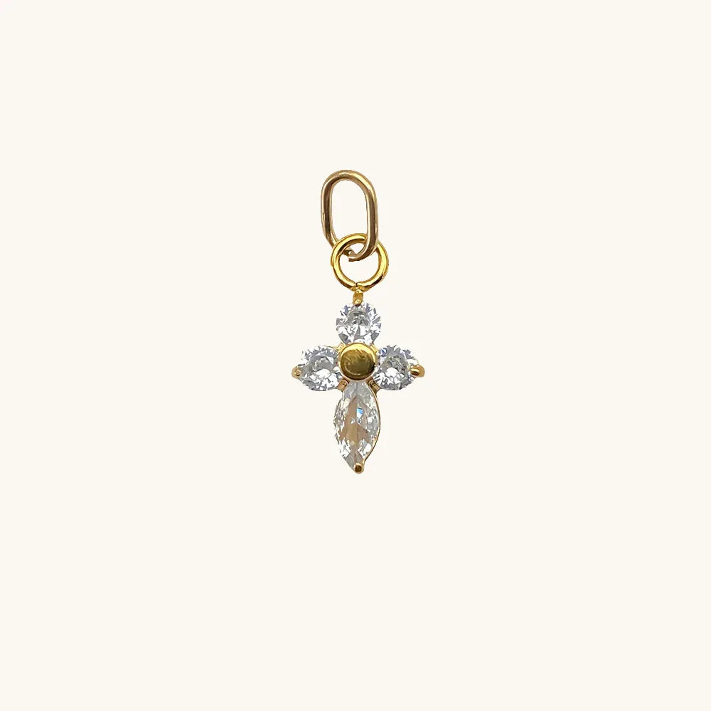 Blumen Kreuz Kleeblatt Anhänger Kreuz / Weiß – Fascina