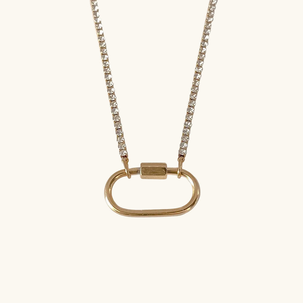Gold / Crystal Karabiner Kette / 25x13 mm – Fascina