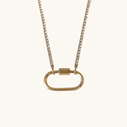 Gold / Crystal Karabiner Kette / 25x13 mm – Fascina
