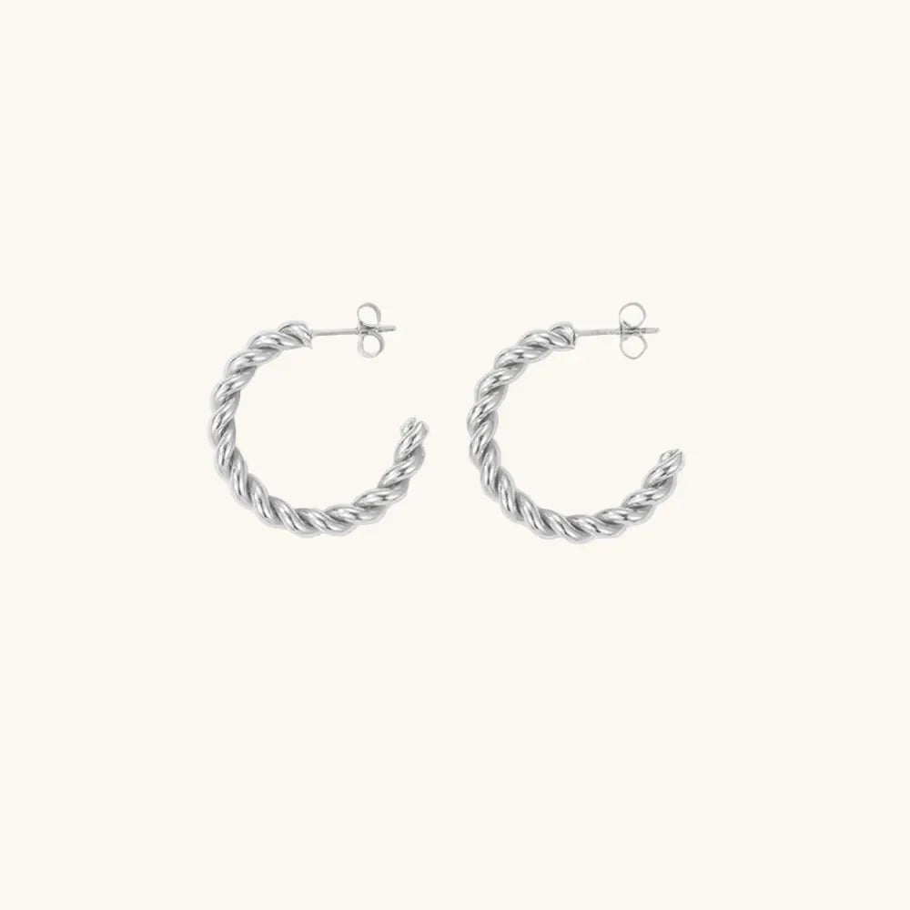Twist Round Ohrringe Mittel Silber - Fascina