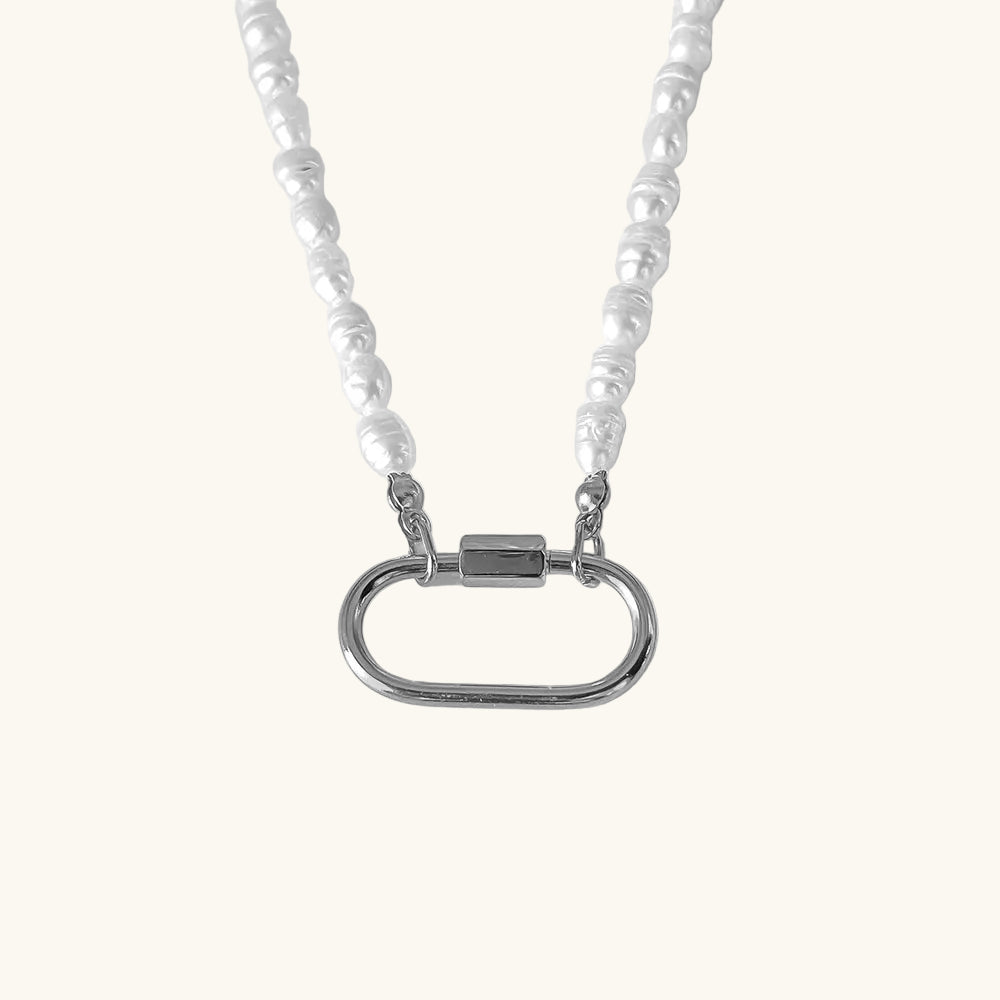 Silber / Süßwasser Karabiner Kette / 25x13 mm – Fascina