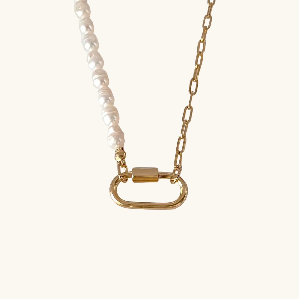 Gold / Süßwasser Link Karabiner Kette / 20x10 mm – Fascina