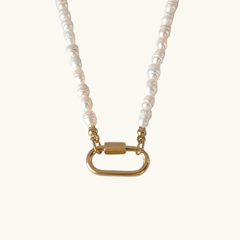 Gold / Süßwasser Karabiner Kette / 20x10 mm – Fascina