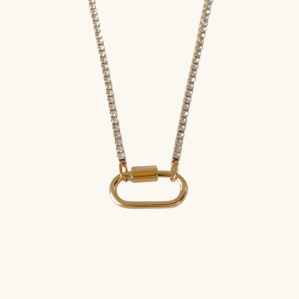 Gold / Crystal Karabiner Kette / 20x10 mm – Fascina