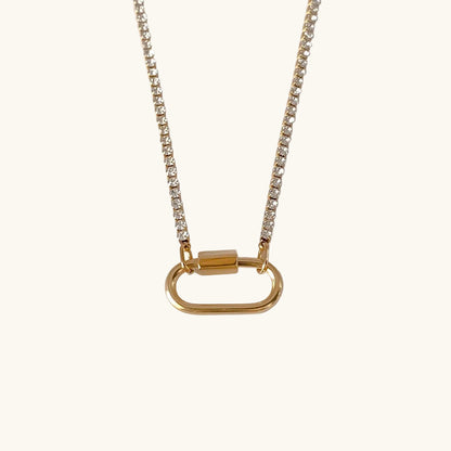 Gold / Crystal Karabiner Kette / 20x10 mm – Fascina
