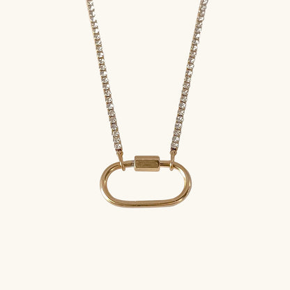 Gold / Crystal Karabiner Kette / 25x13 mm – Fascina