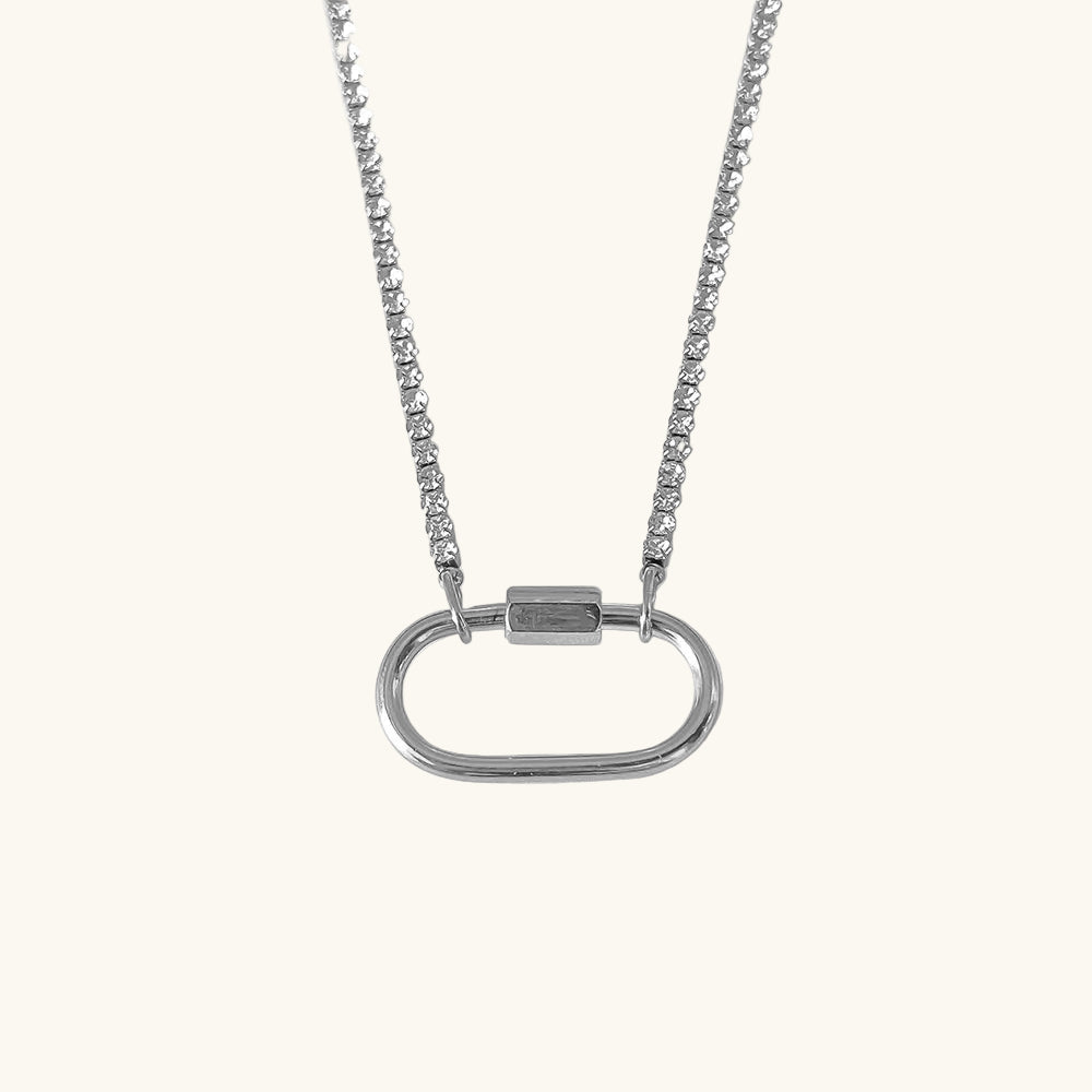 Silber / Crystal Karabiner Kette / 25x13 mm – Fascina