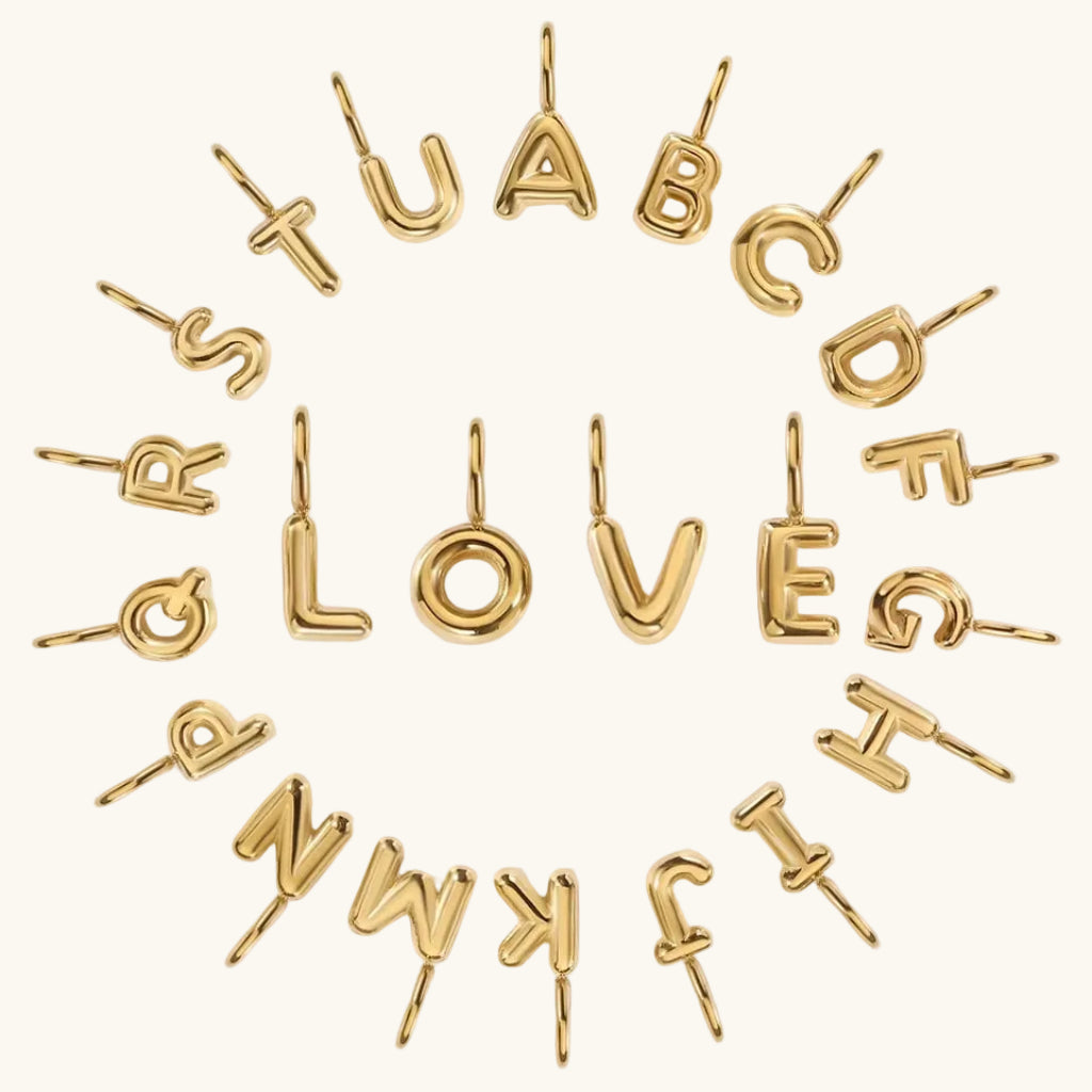 Ballon Buchstaben Anhänger Gold / A - Z LOVE – Fascina