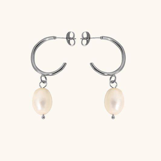 Pearl Hoop Ohrringe Silber - Fascina